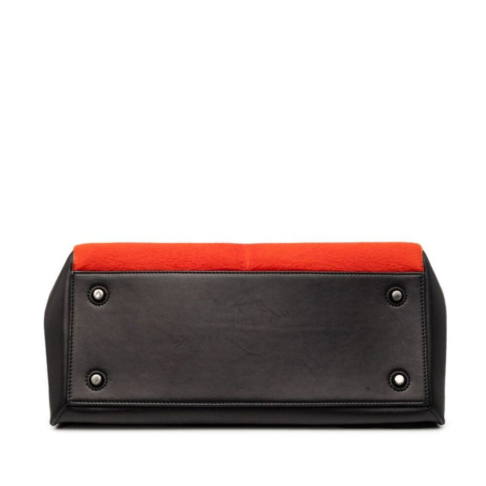 Celine Edge Black Red Leather Calf Hair Tote - Picture 3 of 7